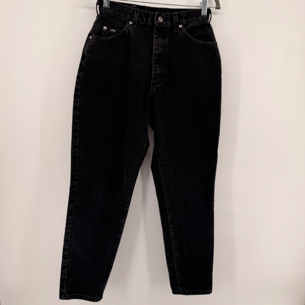 Vintage 90's Lee Jeans Women 10 PET Black High Rise Tapered Mom Jeans 305-5508